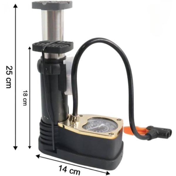 High Pressure Foot Air Pump With Pressure Gauge Golden in pakistan