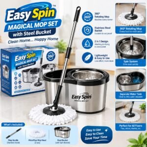 Easy Spin Magical Mop Set with Steel Bucket in pakistan