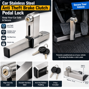Car Steen Less steel Anti Theft Brake Cluch Pedal Lock For All cars in pakistan