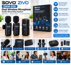 SOVO ZIVO SWM-556 Dual Wireless Microphone Audio Recording System in pakistan